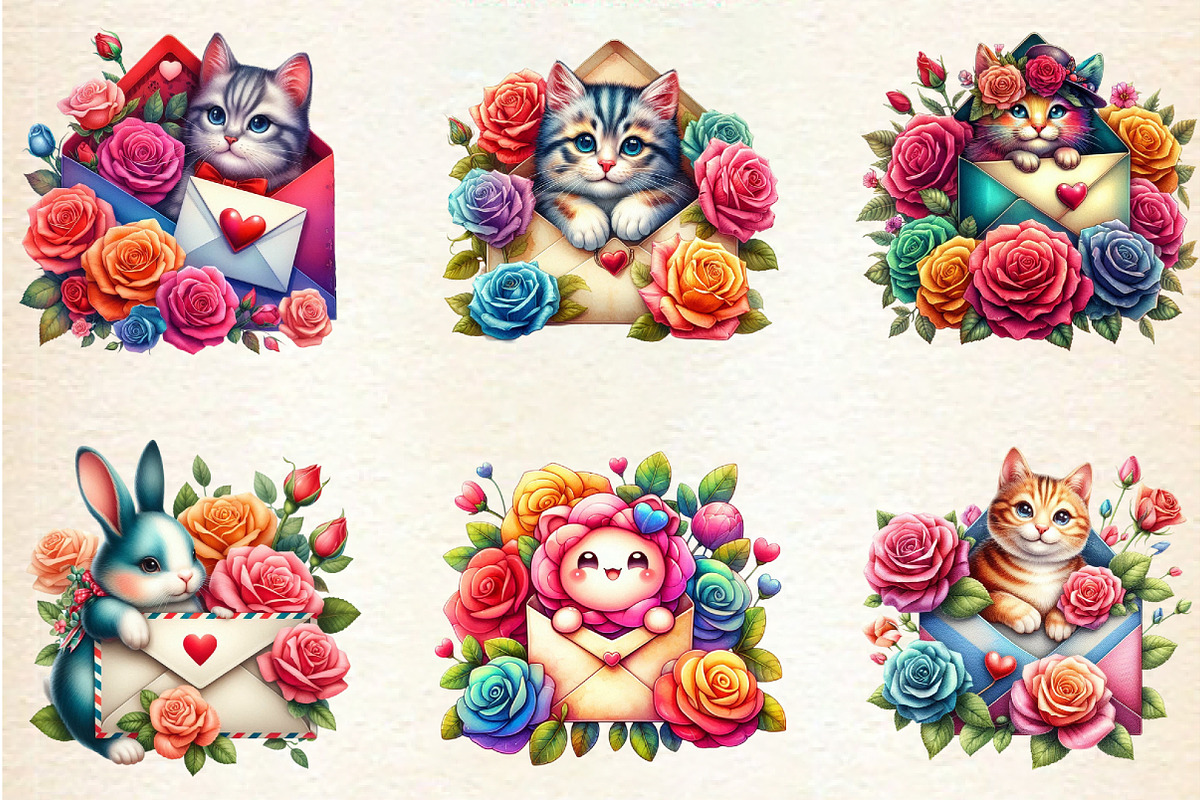 VALENTINE PEEKING ANIMAL CLIPART, an Illustration by DreamArtGraphic (Photo 3 of 6)