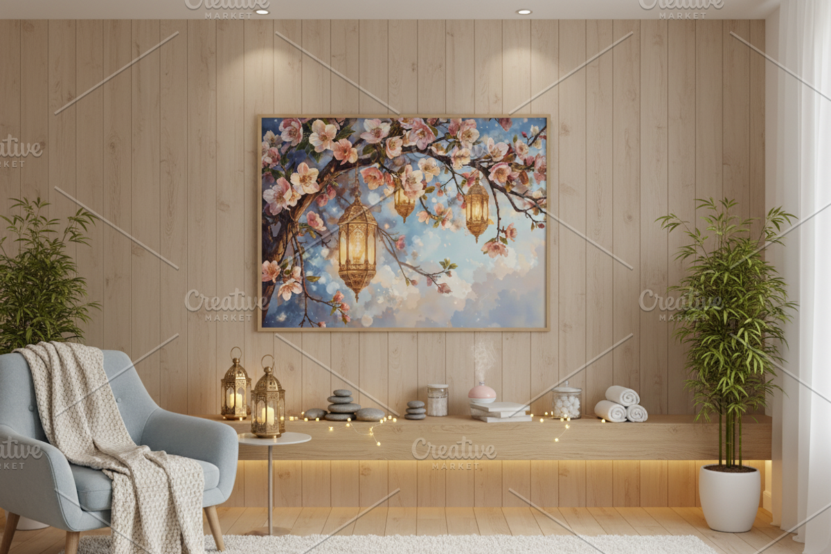 Cherry Blossom Lanterns – Watercolor, a Background Graphic by Floraphoria (Photo 9 of 11)