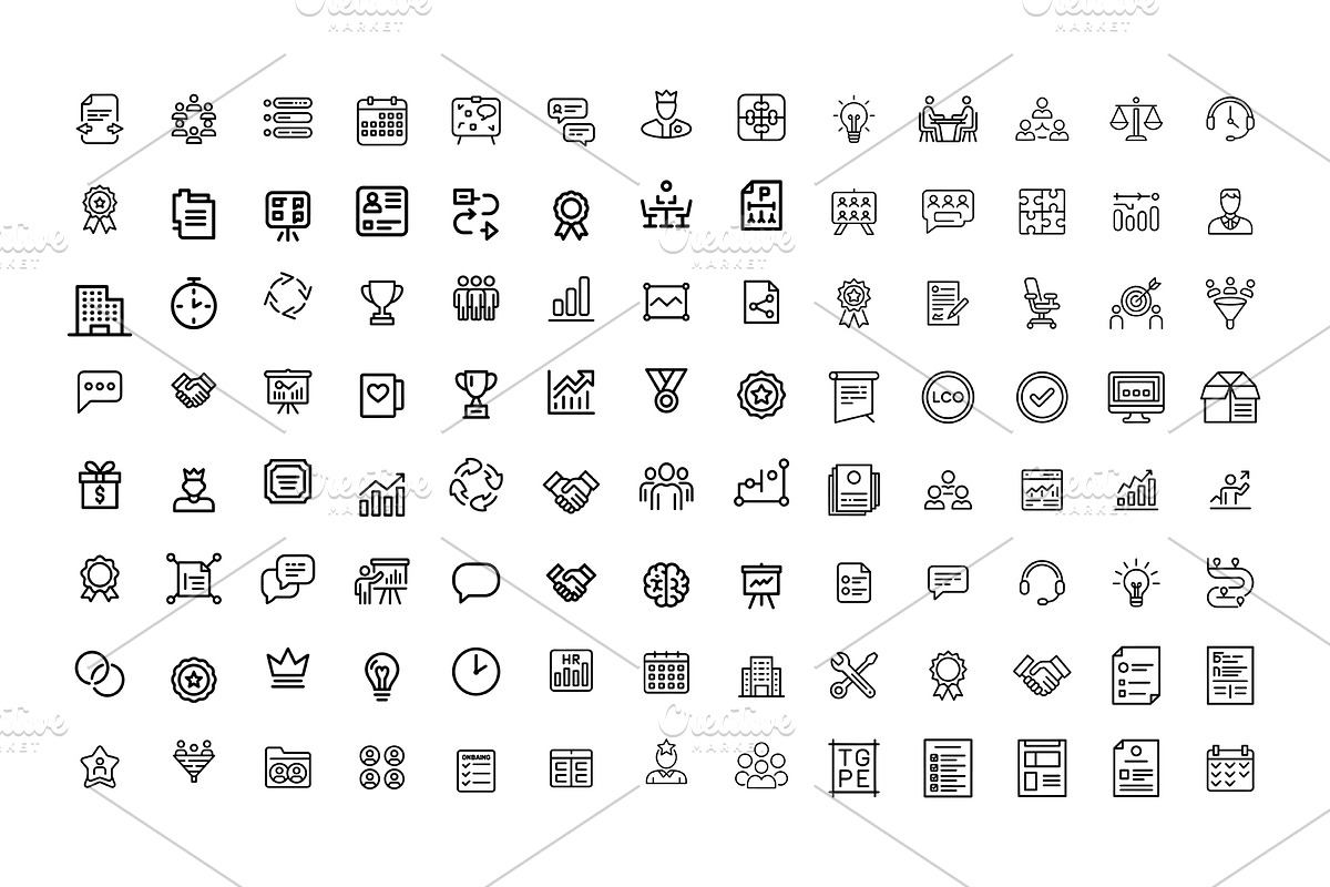 HR, Teamwork & Workplace Line Icons, an Outline Icon by gstudiovect21 (Photo 3 of 5)