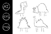 Cute dinosaurs hand drawn., an Illustration by DeShoff Art (Thumbnail 1 of 4)