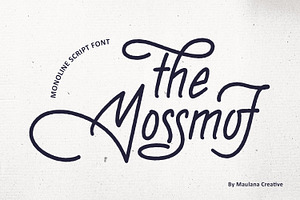 The Mossmof Monoline Script Font, a Script Font by Maulana Creative