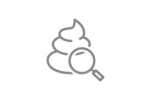 Poop with magnifying glass line icon, an Object Illustration by GraphiShop