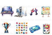 Watercolor Game Clipart, Gamer PNG, a Technology Illustration by BrushstrokeArtGB (Thumbnail 2 of 9)