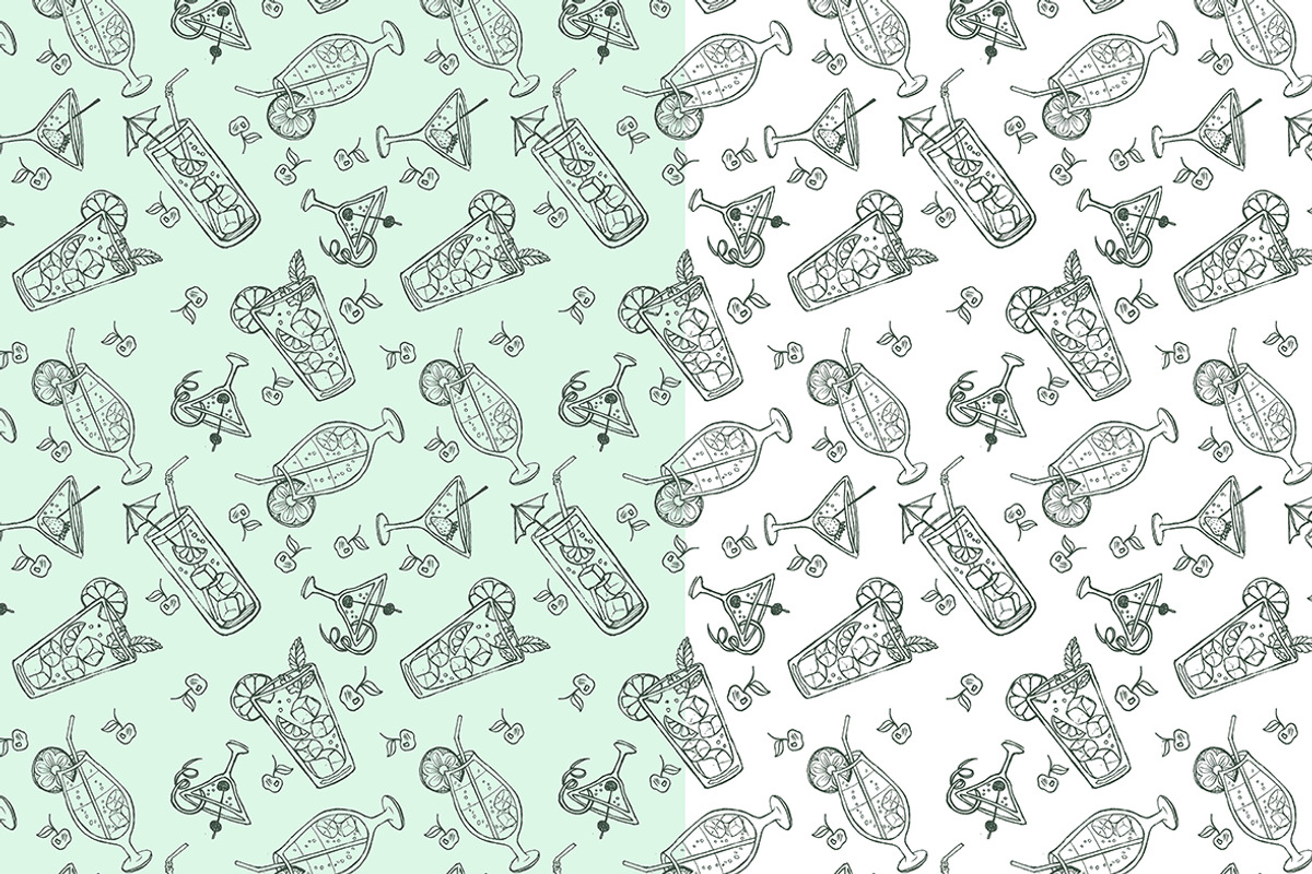 Doodle cocktail patterns and menu, a Pattern Graphic by Mehendra Art (Photo 2 of 4)