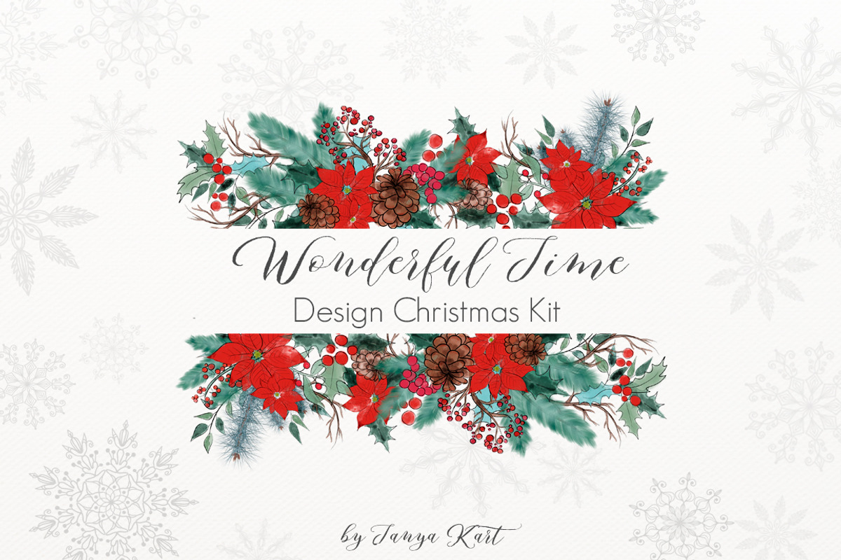 Wonderful Time Christmas Clipart, a Seasonal Illustration by Tanya Kart (Photo 1 of 8)