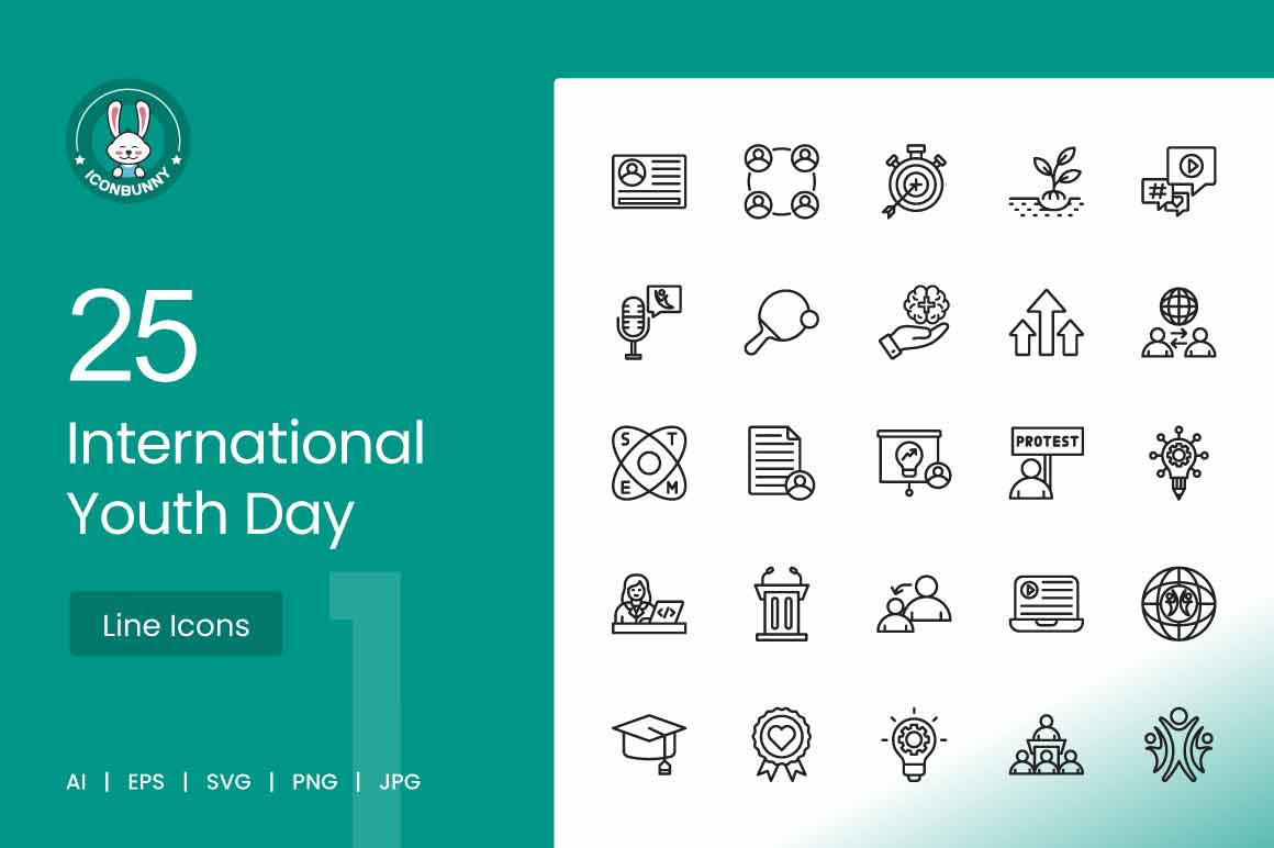 25 International Youth Day Icons, an Icon by IconBunny