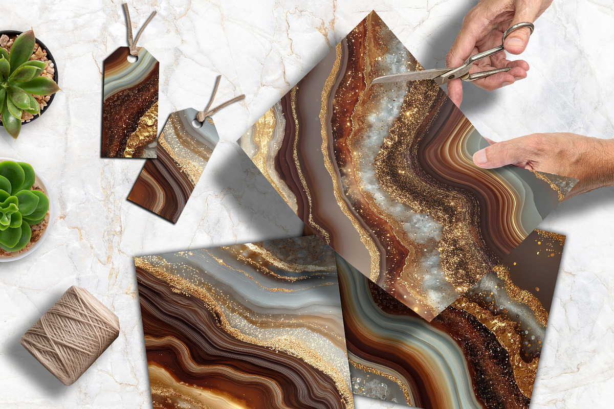 Golden Brown Agate Scrapbook Page, a Background Graphic by V Design Creator (Photo 4 of 12)