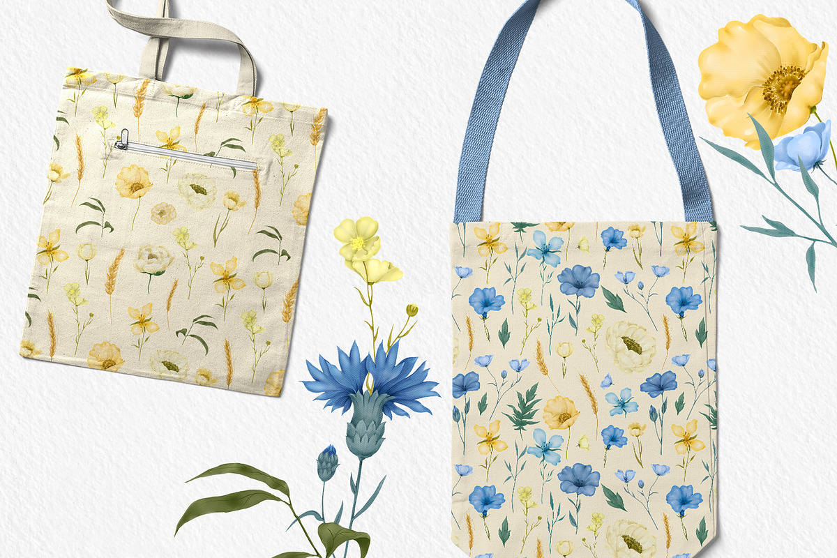 Yellow-blue flowers. 7 patterns, a Pattern Graphic by HmarkaShop (Photo 4 of 5)