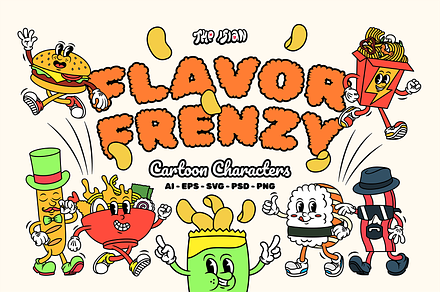 Flavor Frenzy Cartoon Characters, an Illustration by The Isian