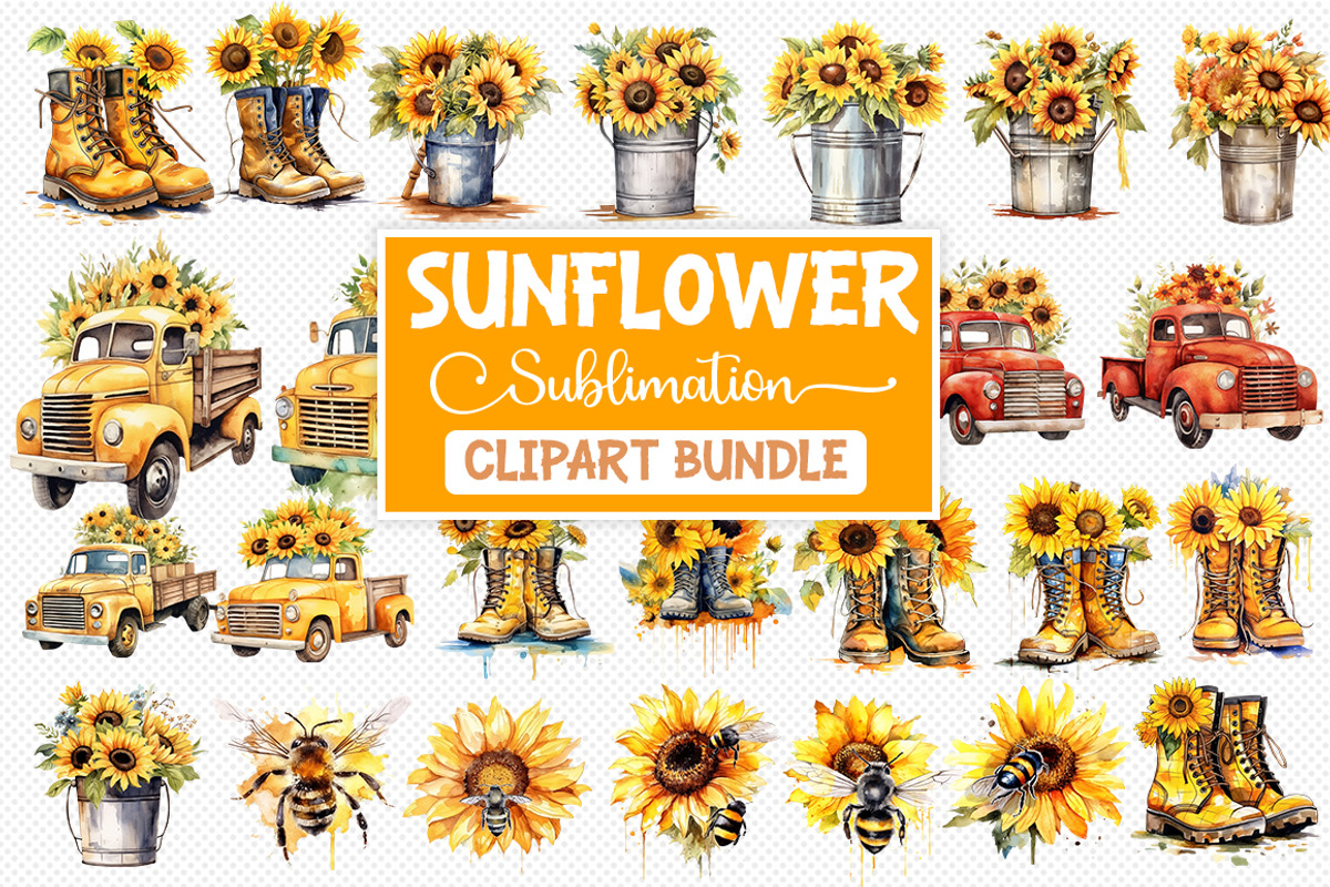 Sunflowers Sublimation Cliparts Set, an Object Graphic by Fokira (Photo 1 of 2)
