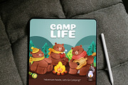 Cute Camping Vibe Watercolor, an Animal Illustration by CreativeValuation (Thumbnail 10 of 16)