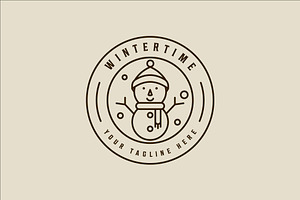 winter snowman logo vector line art, a Branding & Logo Template by zyxroun shop