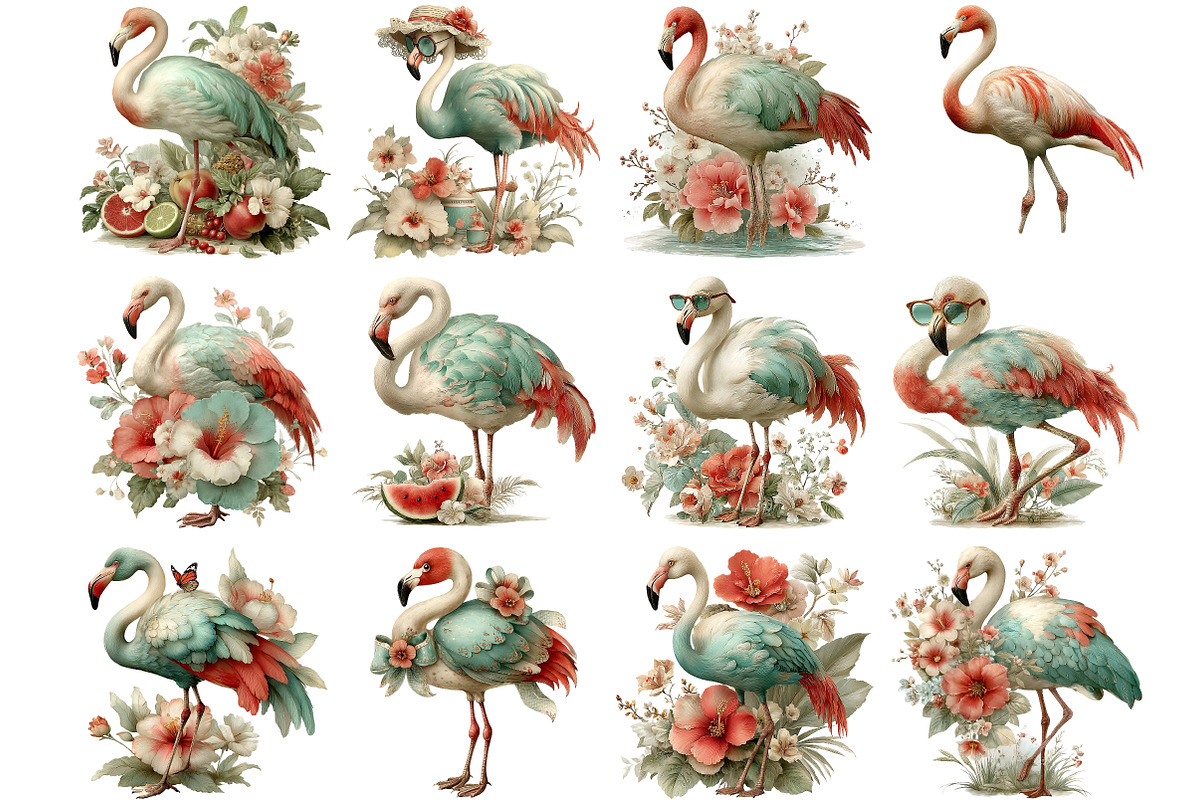 Whimsical Summer Flamingo Clipart, an Illustration by DreamArtGraphic (Photo 3 of 5)