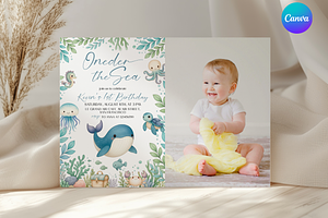 Oneder The Sea Photo Invitation