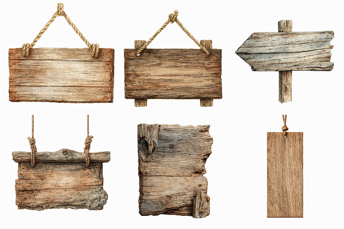 Watercolor Wood Boards Clipart, an Illustration by Libby Wishes (Photo 6 of 7)