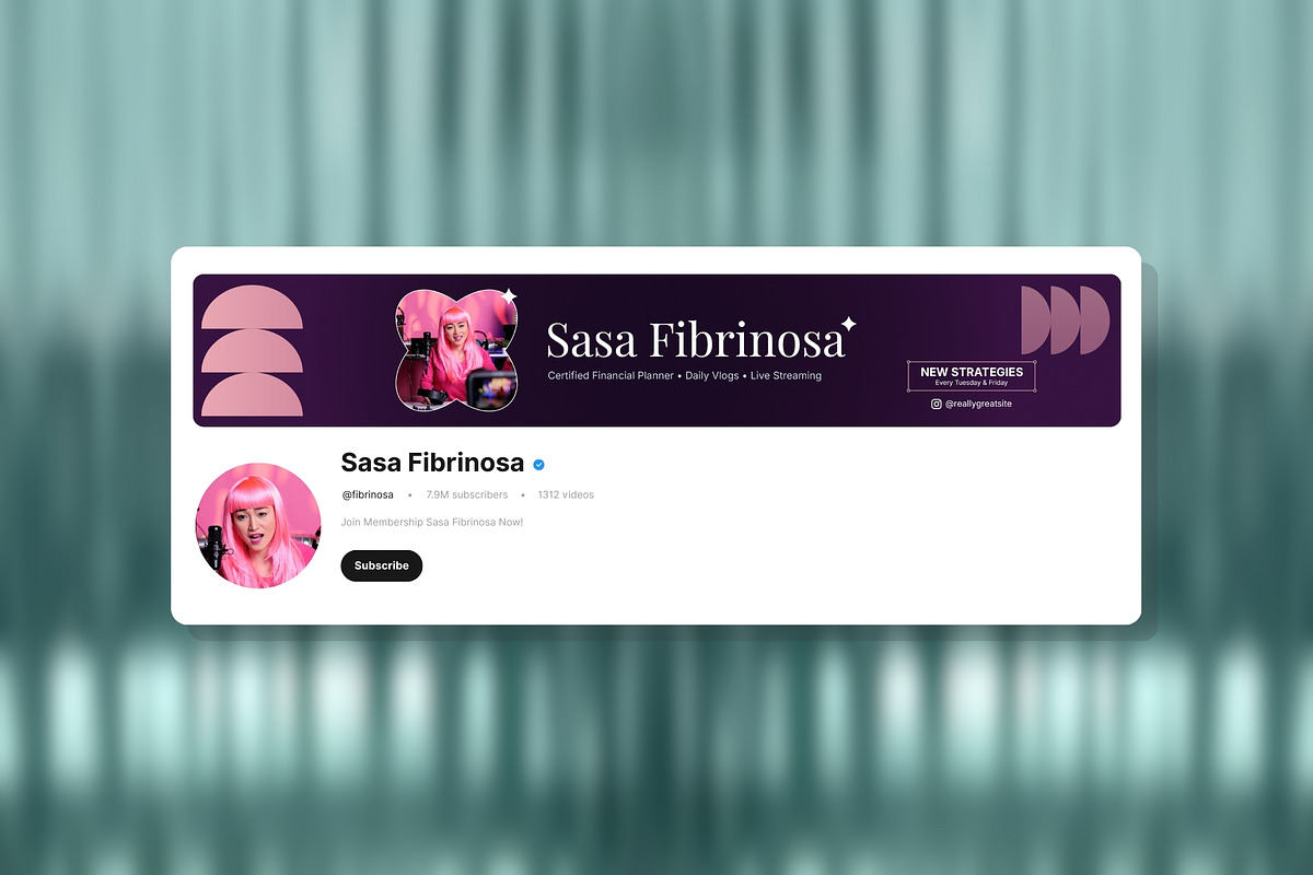 YouTube Banner for Influencer, a Social Media Template by FIBRINOSÄ (Photo 1 of 2)