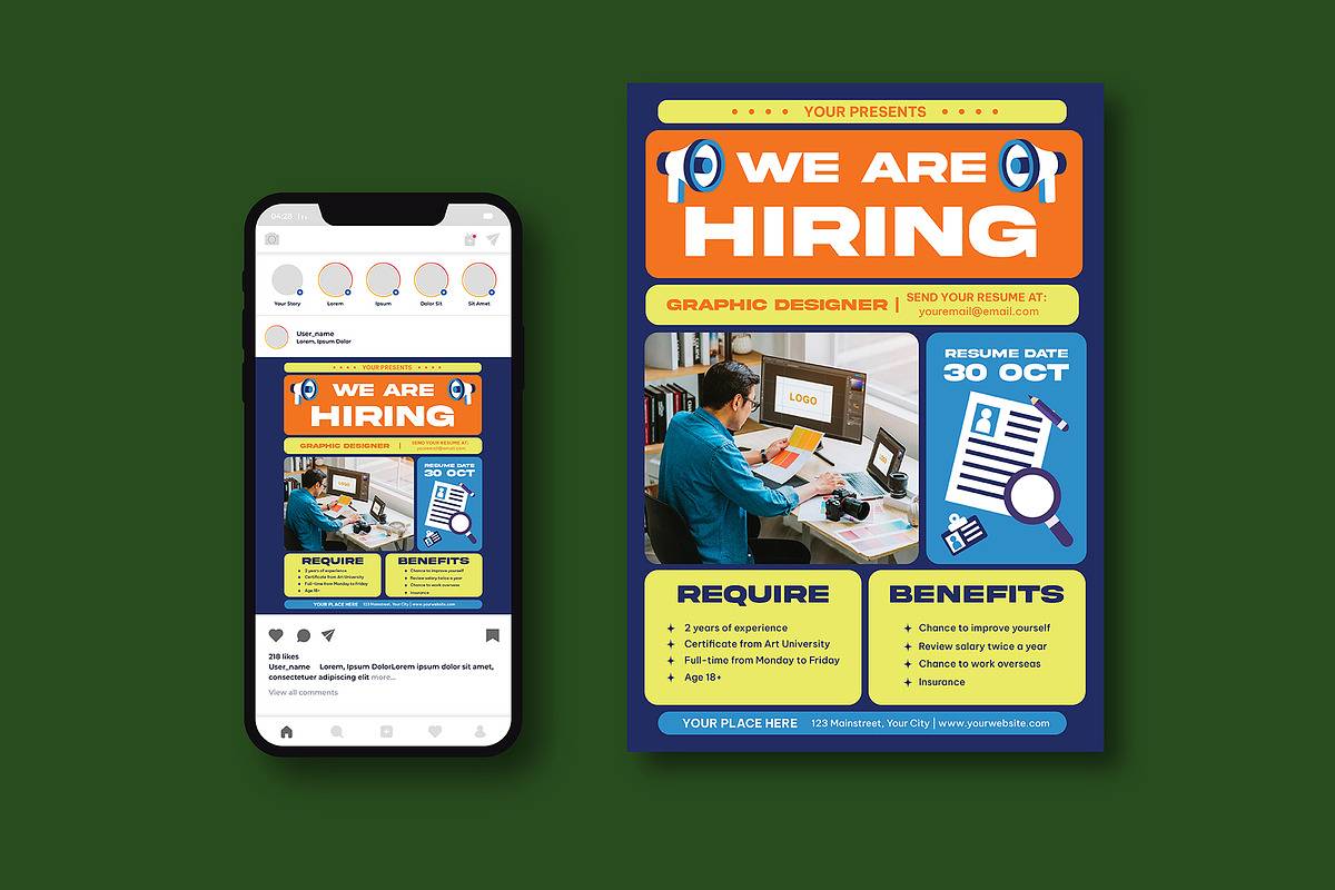 We Are Hiring Flyer, a Flyer Template by iDoodle Studio