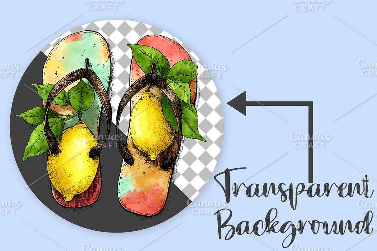 Watercolor Summer Flip Flop Clipart, an Illustration by Canvas Craft (Photo 2 of 7)