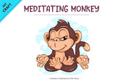 Meditating Cartoon Monkey. Crafting, an Animal Illustration by KENO Mascots (Thumbnail 2 of 3)
