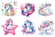Unicorn watercolor clipart, an Illustration by CreationArt (Thumbnail 4 of 5)