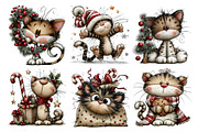 Christmas Whimsical Cat Clipart, a Seasonal Illustration by Creative Art (Thumbnail 6 of 7)