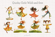 Quirky Girl Clip art, a Person Illustration by PaintPixelCo (Thumbnail 4 of 10)