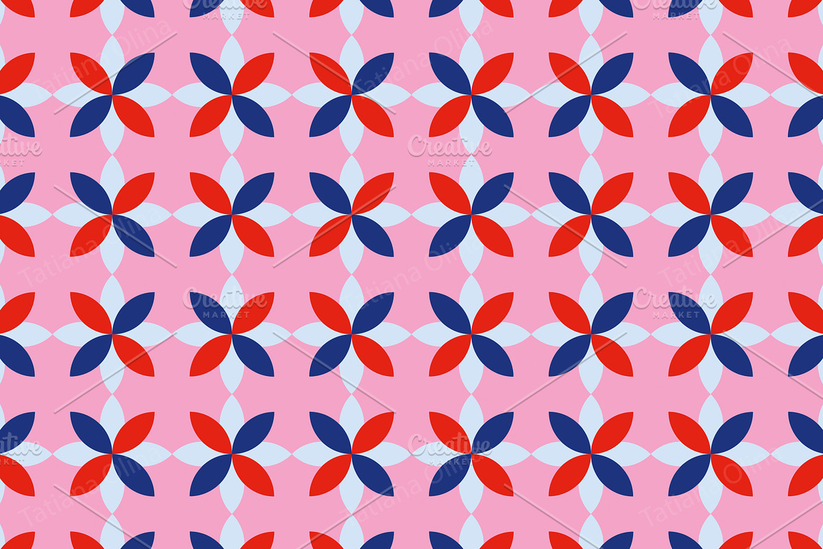 Pink Floral Geometrical Pattern, a Pattern Graphic by Art's and patterns (Photo 3 of 4)