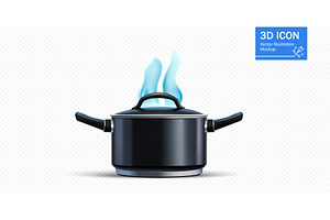 Cooking pot with steam rising on a, a Food Illustration by ZinetroN