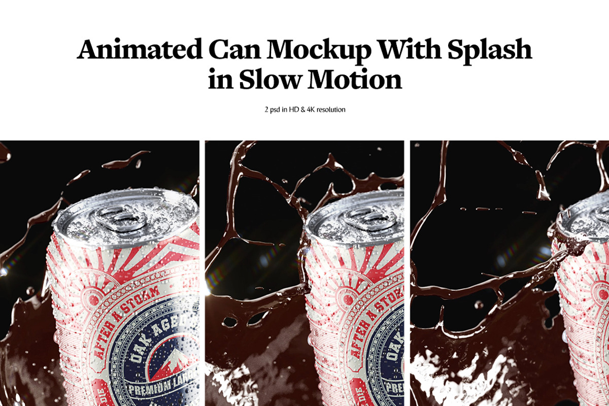 Can With Splash Slow Motion Mockup, a Product Mockup by rebrandy (Photo 2 of 10)