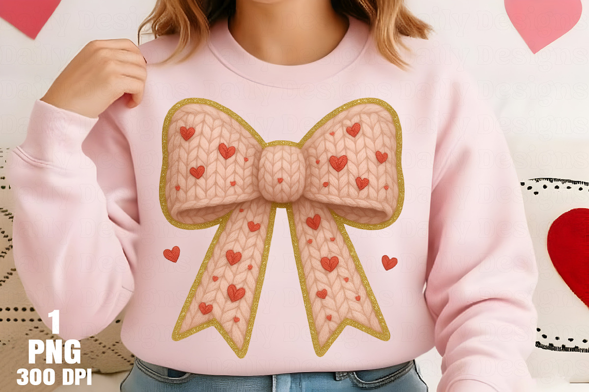 Valentine's Day Faux Knit Bow PNG, an Illustration by Daily.Designs (Photo 2 of 5)