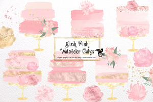 Blush Watercolor Cakes Clipart