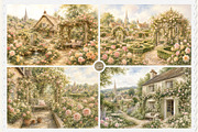 English Cottage Garden in Watercolor, a Decorative Illustration by Euonia Meraki (Thumbnail 5 of 20)