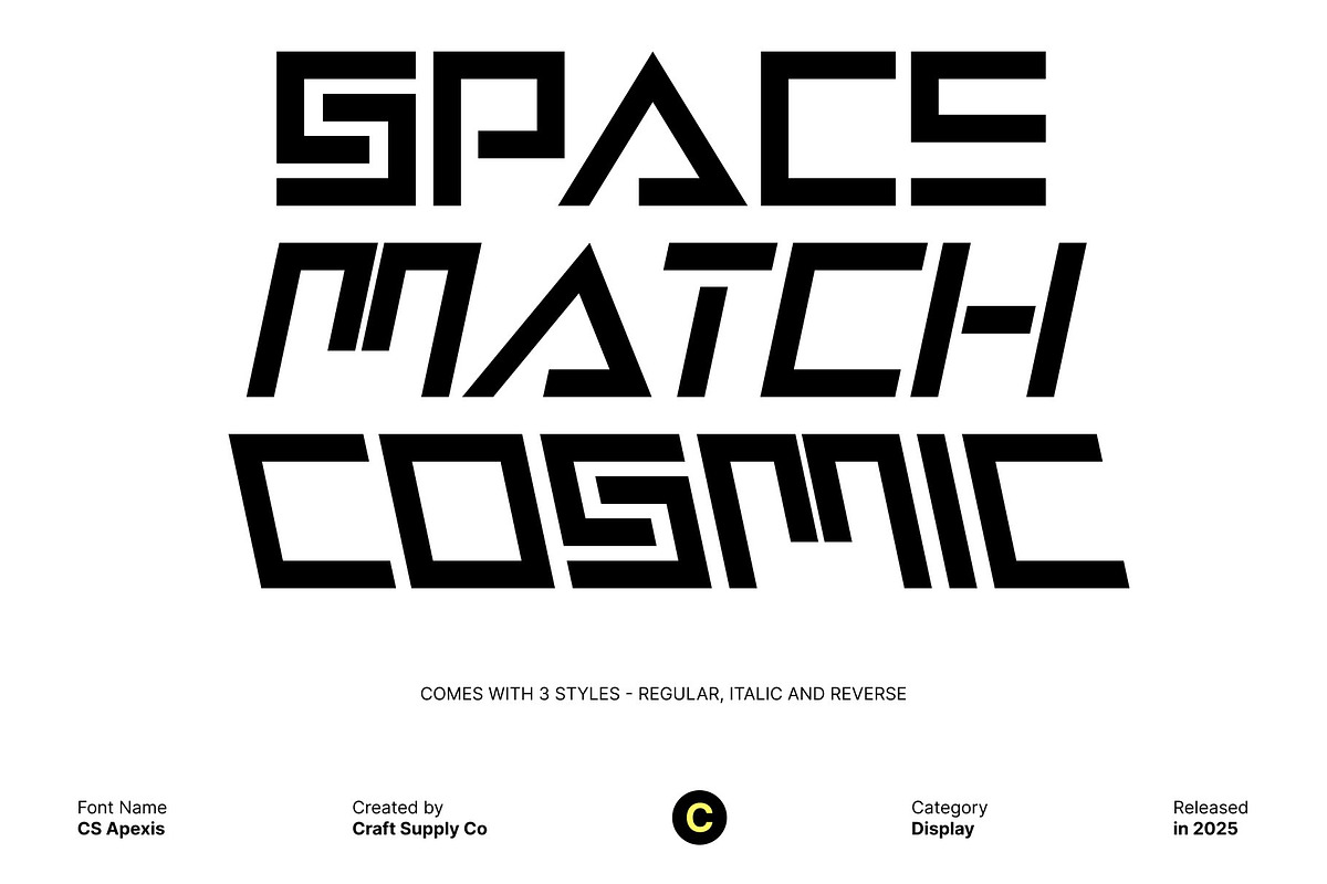 CS Apexis – Futuristic Display Font, a Sans Serif Font by Craft Supply Co. (Photo 2 of 8)