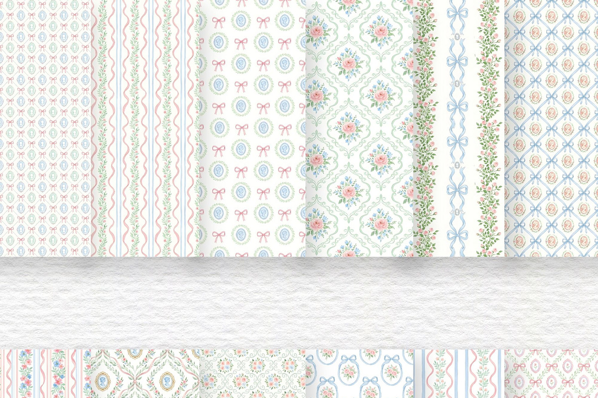 Grandmillennial Seamless Pattern, a Pattern Graphic by Invite to Clipart (Photo 3 of 12)