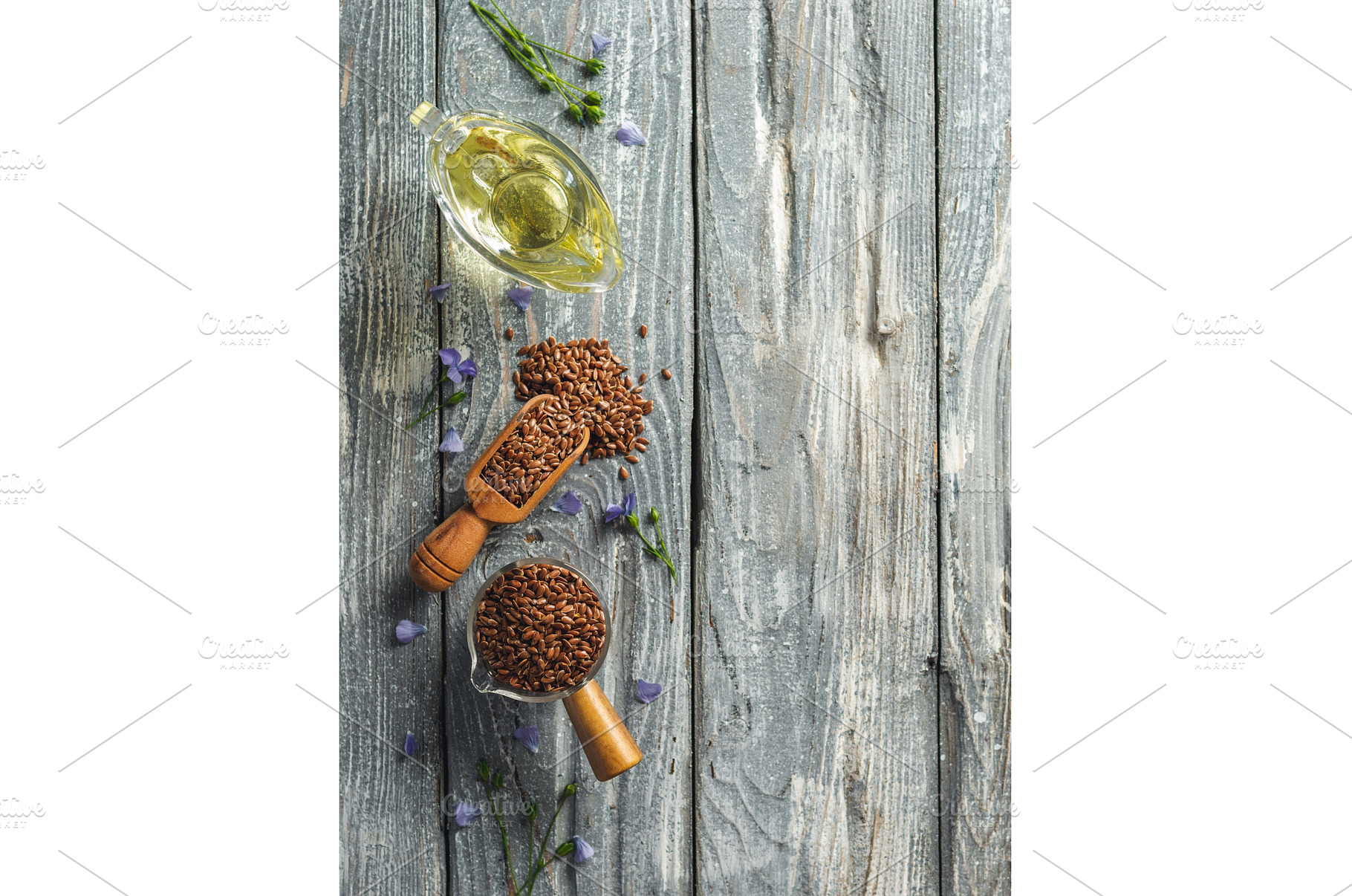 Flax seeds and flaxseed oil, copy, a Food & Drink Photo by Fascinadora