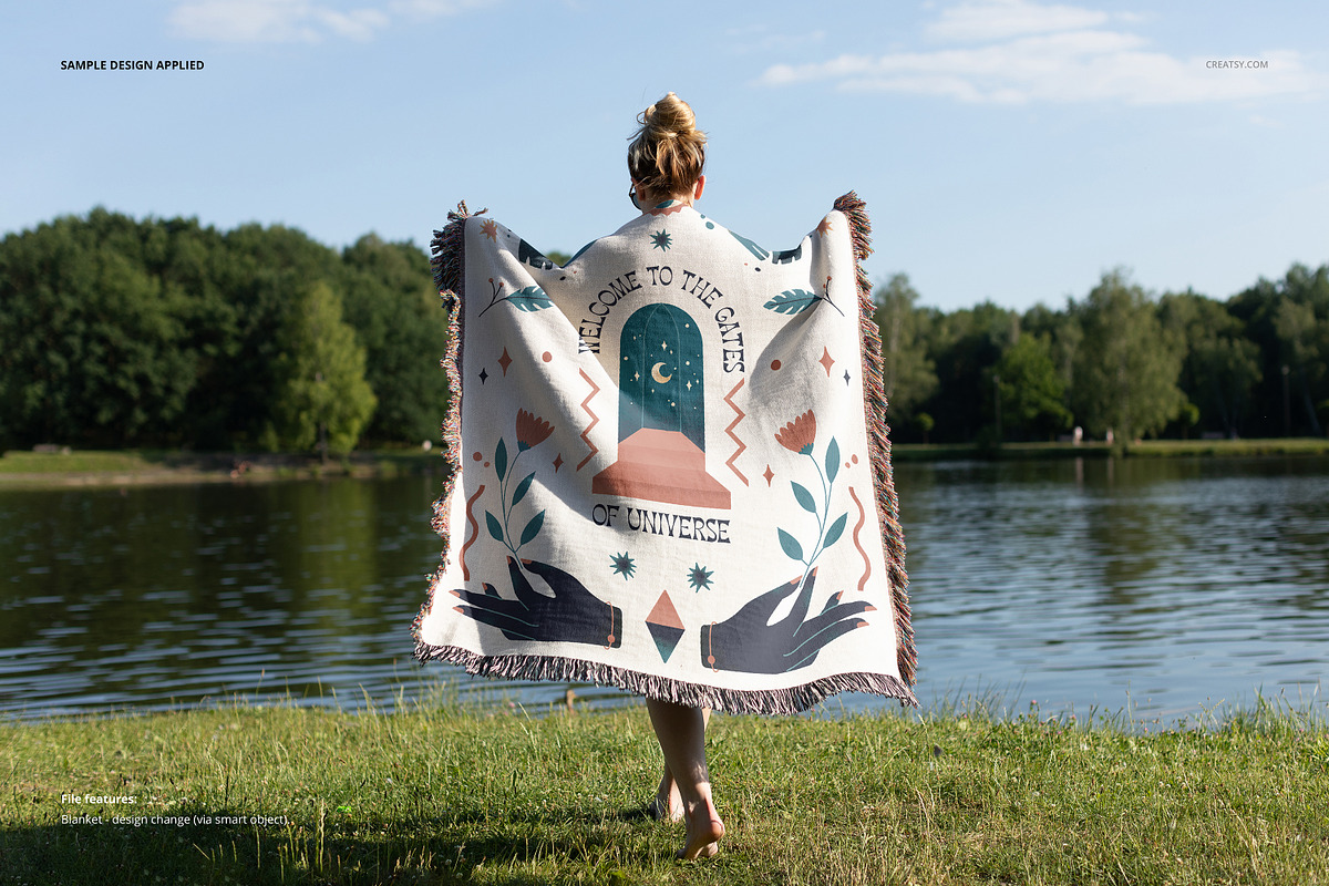 Fringed Woven Throw Blanket Mockup 5, a Household Mockup by creatsy5 (Photo 9 of 12)