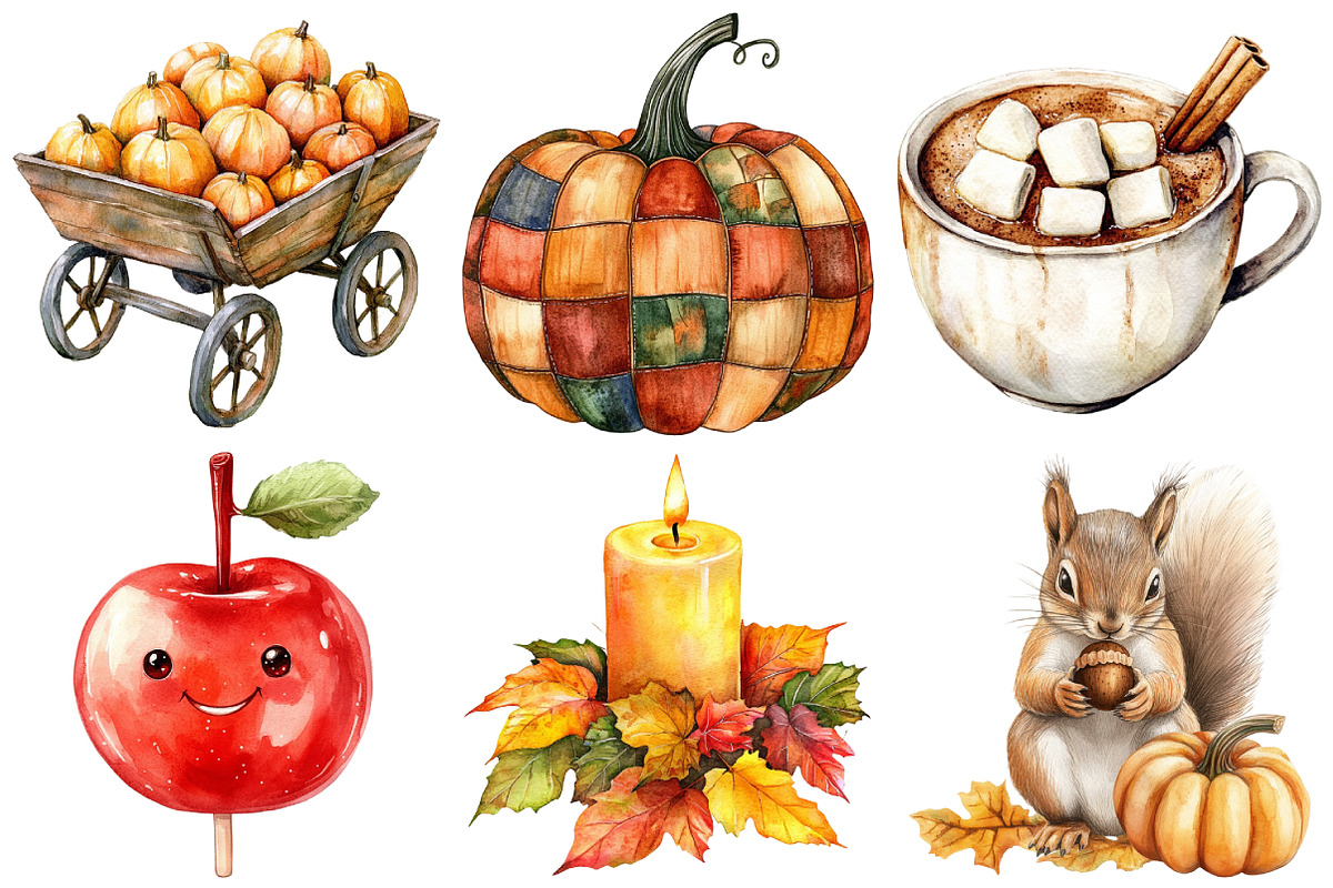 Adorable Halloween Fall Clipart, an Illustration by Pixels.Craft (Photo 3 of 7)