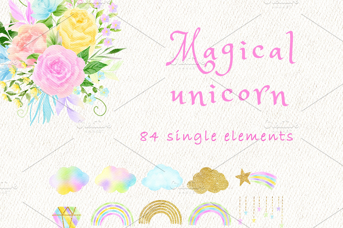 Magical unicorn clipart, an Illustration by heyiamalice (Photo 6 of 12)