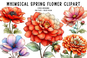 Whimsical Spring Flower Clipart, an Illustration by CreationArt