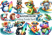Cute Surfing Animals Clipart, an Illustration by Rose Art (Thumbnail 1 of 3)