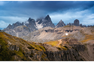 Panoramic view of the Dolomites with, a Nature Photo by den-belitsky