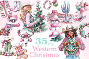 Western Christmas Clipart, a Seasonal Illustration by GlamArtZhanna (Thumbnail 1 of 6)