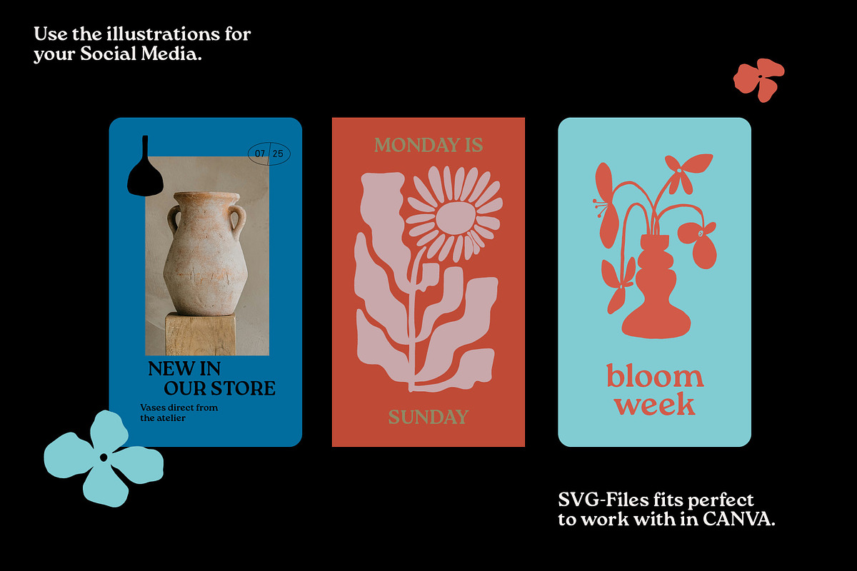 Botanical Vases Illustration Set, a Decorative Illustration by dicreate (Photo 10 of 18)
