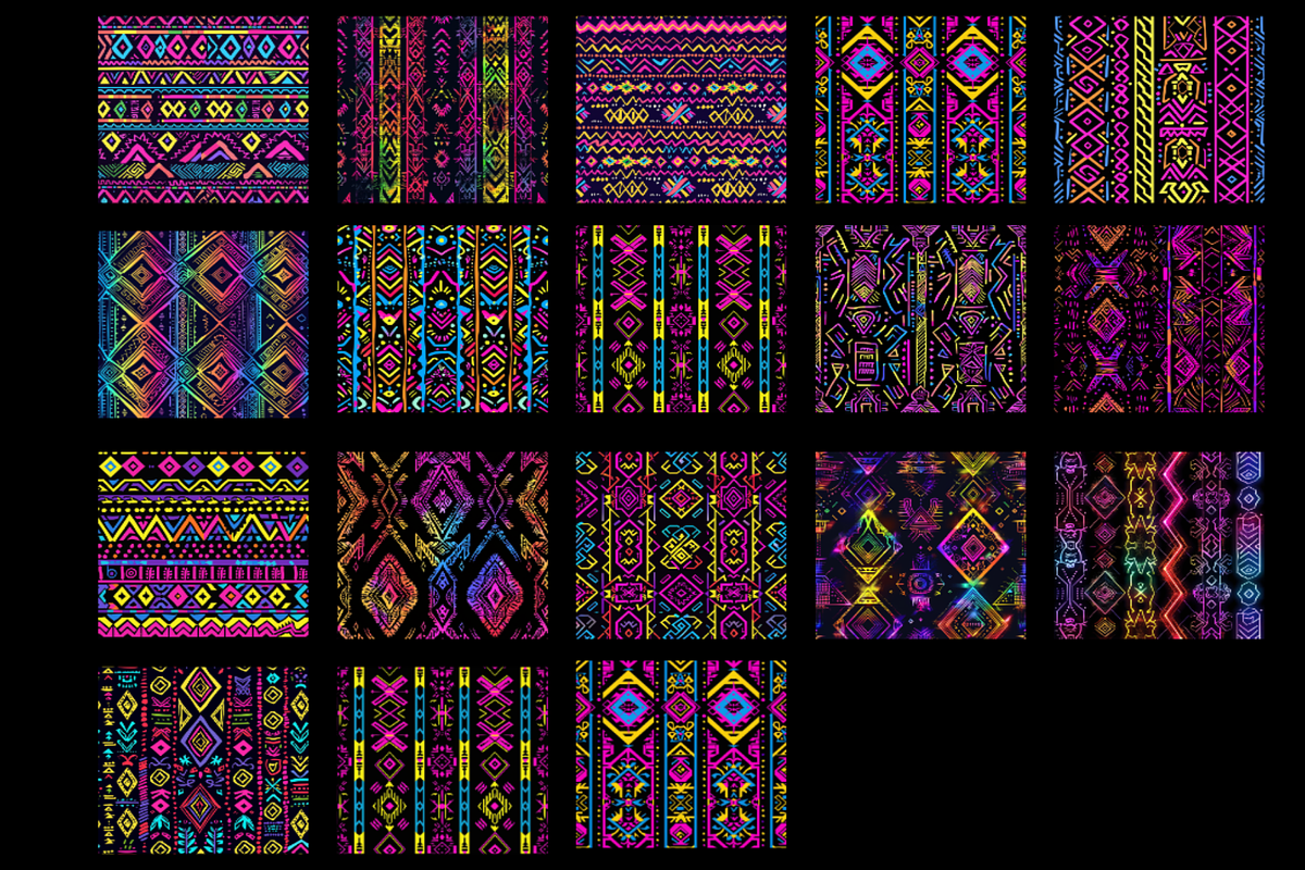 Neon Tribal Seamless Patterns, a Pattern Graphic by PrintablesByFranklyn (Photo 6 of 6)