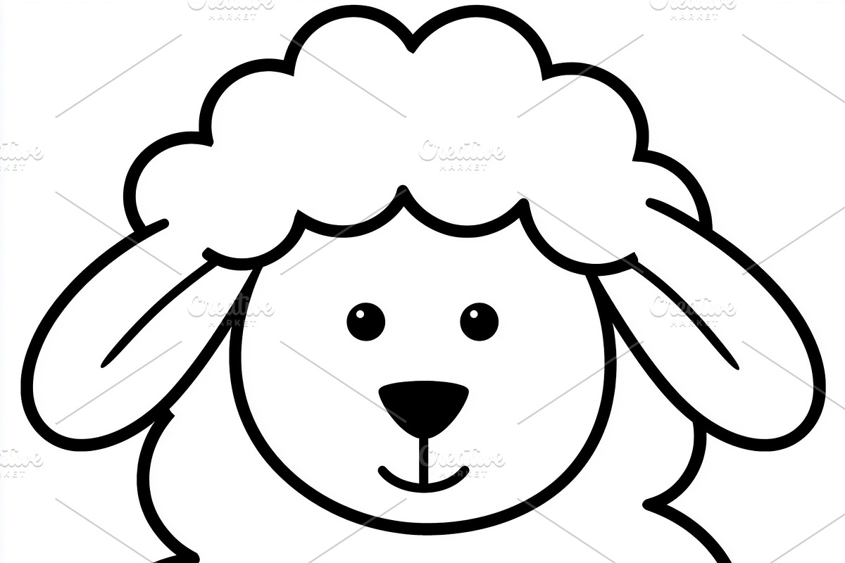 Cute sheep cartoon outline for kids, representing farm animals, wool, and innoc, an Illustration by Studio ANNA
