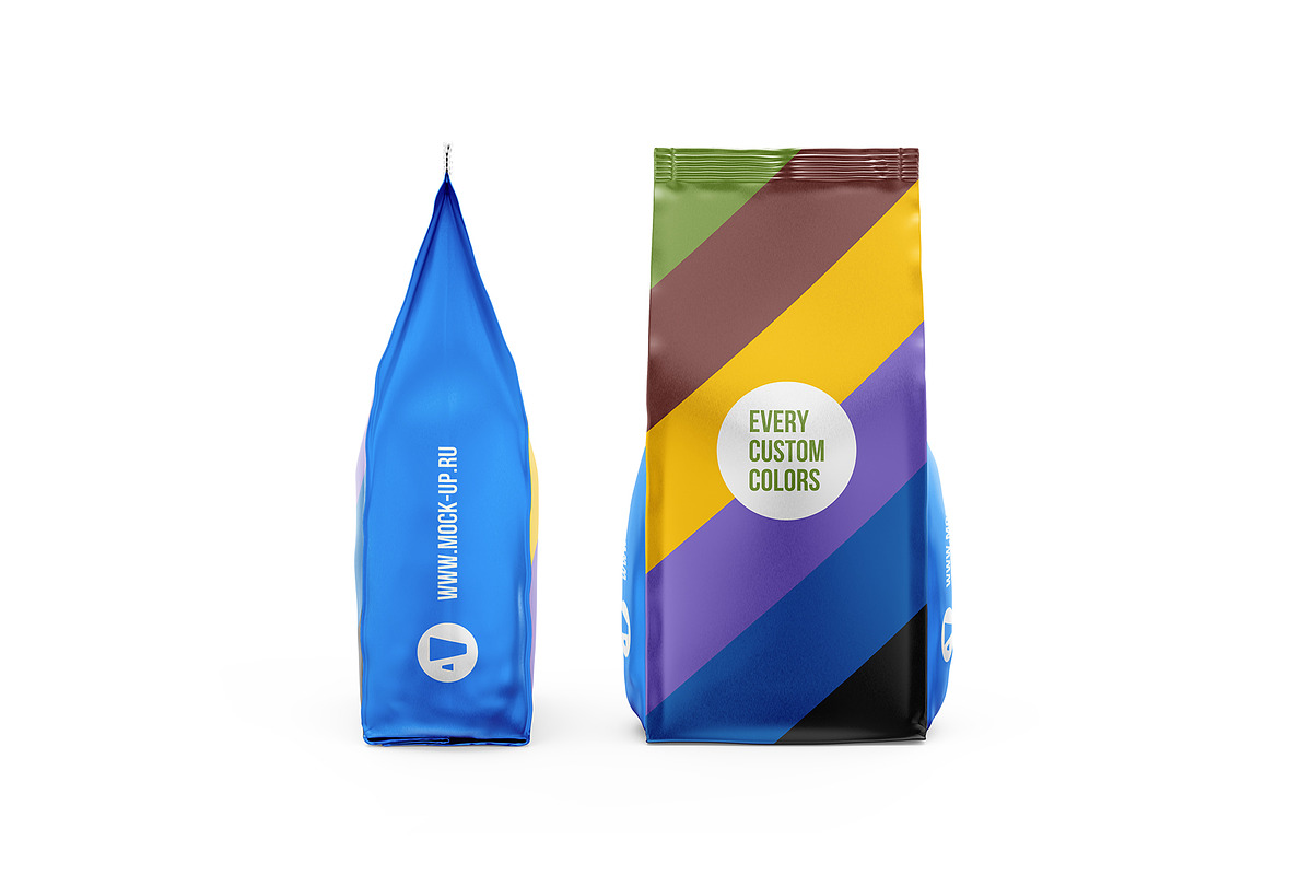 Coffee Pouch. Front and side views, a Packaging Mockup by easymock (Photo 6 of 8)