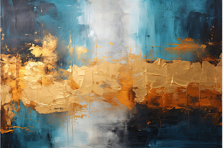 Abstract gold blue teal painted, an Abstract Photo by Neirfy