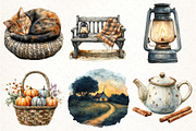 Autumn Clipart Cozy Cottage, an Illustration by Pixels.Craft (Thumbnail 3 of 6)