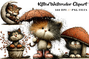Kitten Watercolor Clipart, a Seasonal Illustration by CreationArt (Thumbnail 1 of 5)