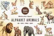Cute Watercolor Animals, an Animal Illustration by Helospace (Thumbnail 1 of 10)